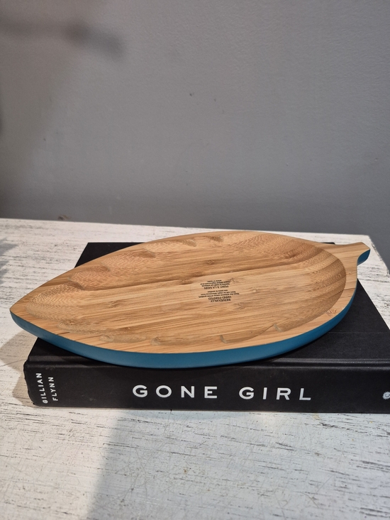 Other - Bamboo Charcuterie Board Serving Dish with Teal Blue Edge & Backing.